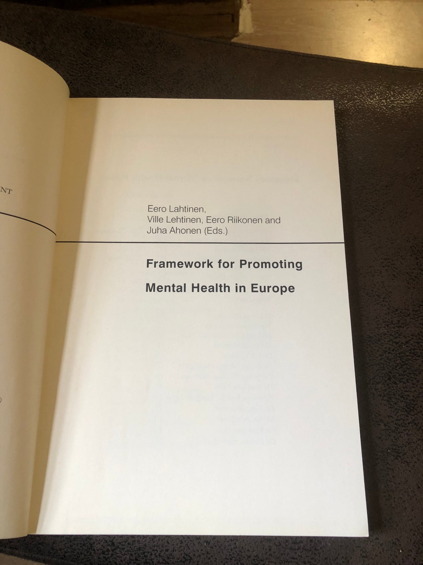 Framework for promoting mental health in Europe